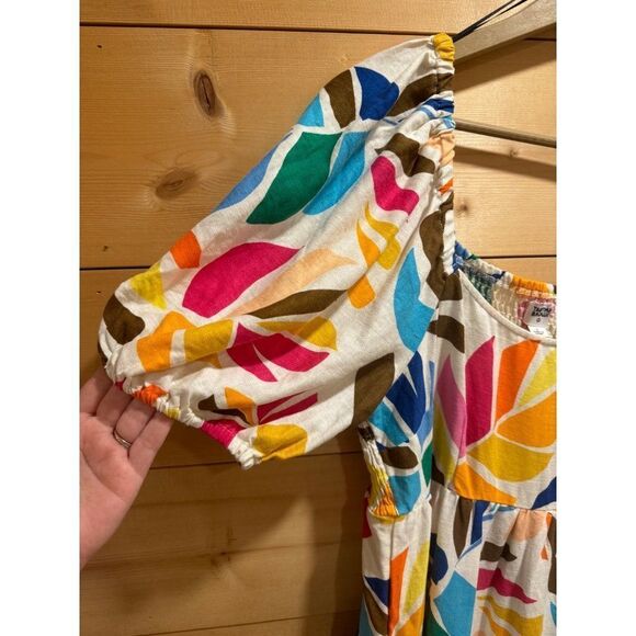 Tabitha Brown X Target Botanical Print Colorful Dress Smocked Puff Sleeve Large - Picture 4 of 8
